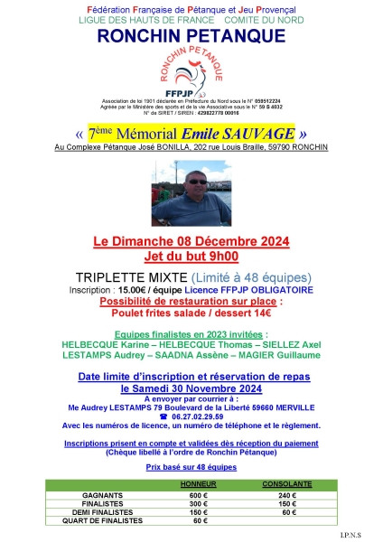 Affiche memorial Emile SAUVAGE - 08122024